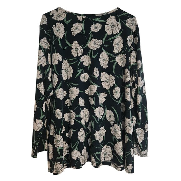 Jason Wu Women Floral LaceTrim Blouse XL Black Green Whimsygoth Boho Chic Light - Picture 3 of 10